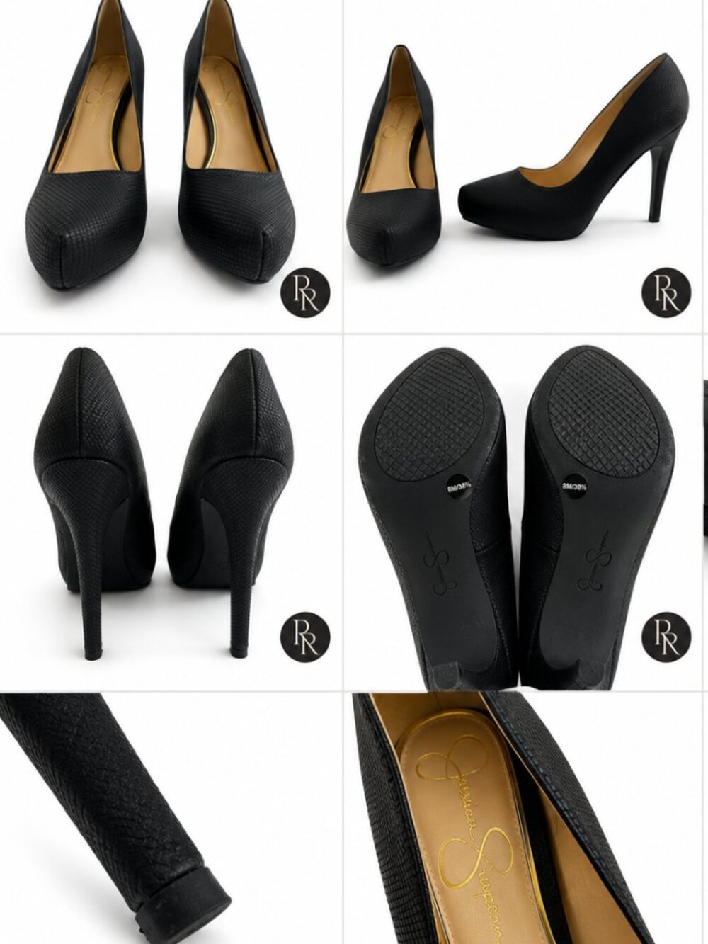 Jessica Simpson Black Textured Platform Pumps Stiletto Heels Size 8M